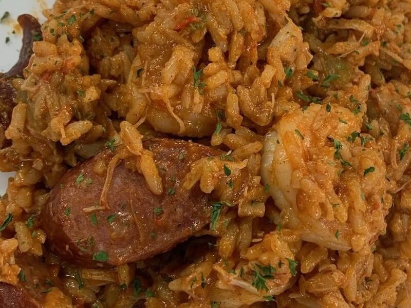 Jambalaya with shrimp and andouille sausage at Stinkin' Crawfish Key West