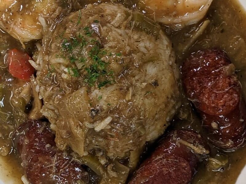 New Orleans gumbo with shrimp and andouille sausage at Stinkin' Crawfish Key West